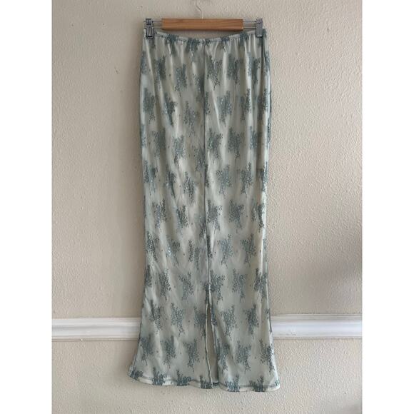 Love + Harmony teal green sheer‎ mesh maxi skirt size large whimsical fairy - Picture 2 of 8